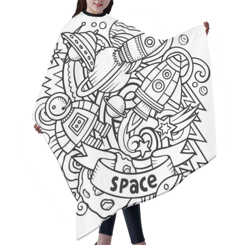 Personality  Cartoon Vector Doodles Space Illustration Hair Cutting Cape