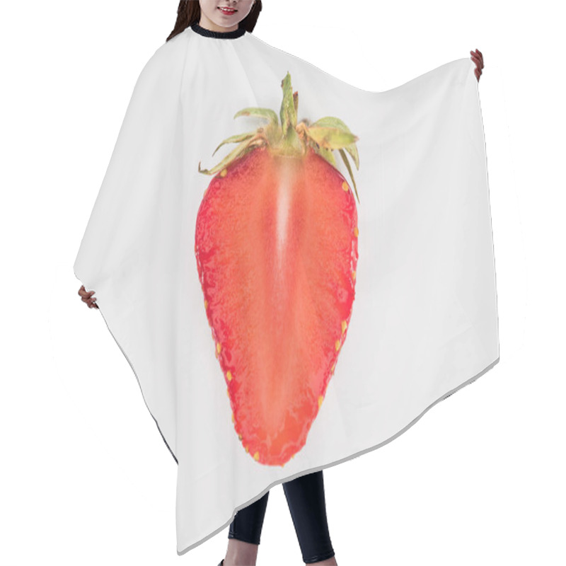 Personality  Single Cut Strawberry Isolated On White Background Hair Cutting Cape