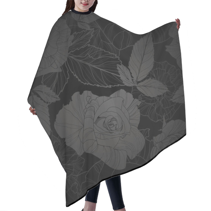 Personality  Gentle Vector Seamless Floral Pattern With Roses. Hair Cutting Cape