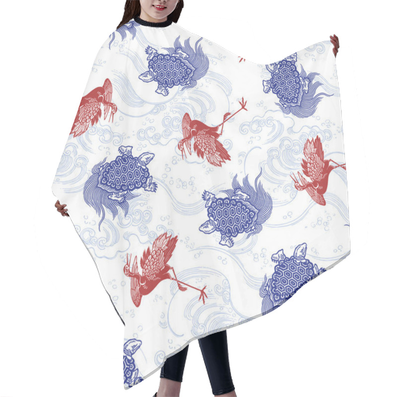 Personality  Pattern Of Crane And Tortoise Hair Cutting Cape