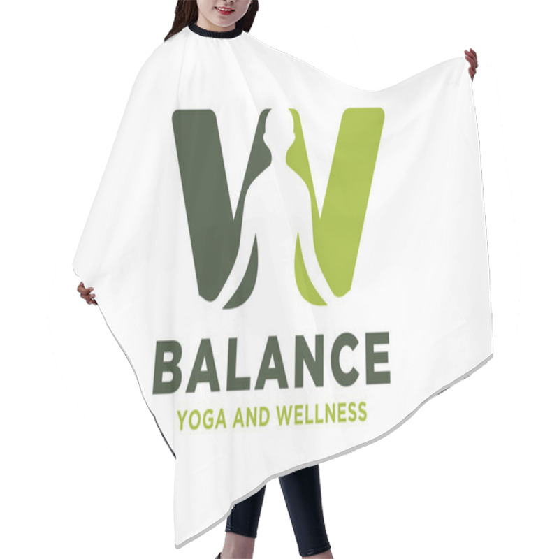 Personality  Vector W Initial Logo With Yoga Design Concept Hair Cutting Cape