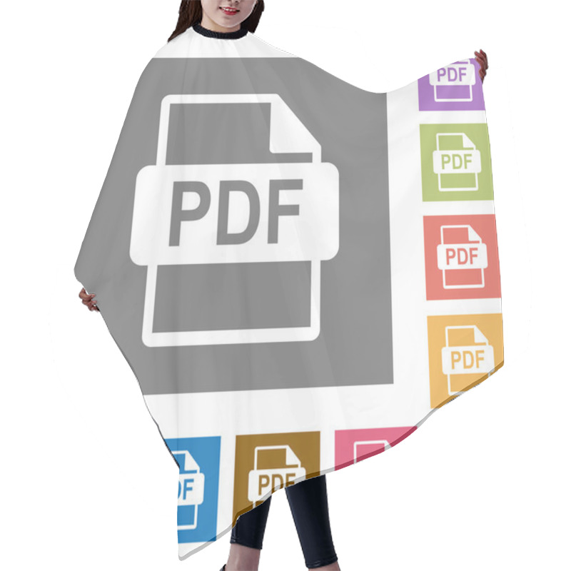 Personality  PDF File Format Square Flat Icons Hair Cutting Cape