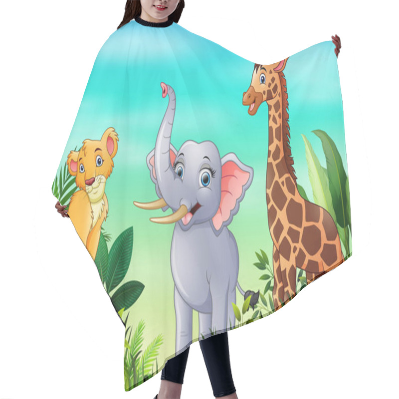 Personality  Cartoon Wild Animal In The Beautiful Garden Hair Cutting Cape