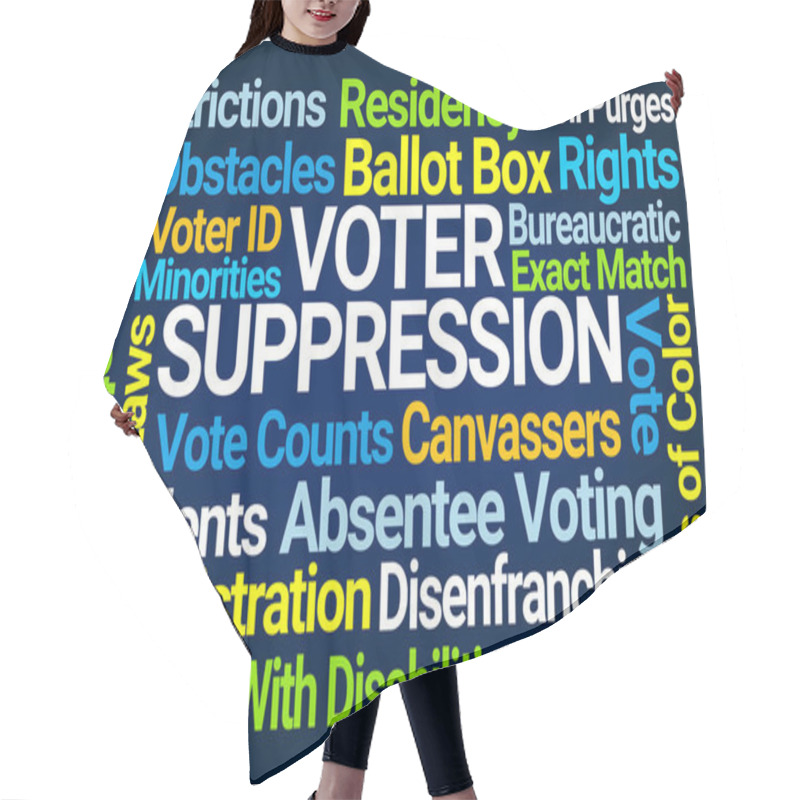 Personality  Voter Suppression Word Cloud Hair Cutting Cape