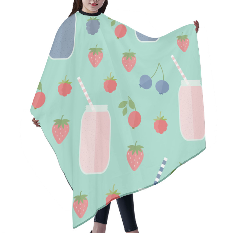 Personality  Seamless Background. Smoothie And Berries Hair Cutting Cape