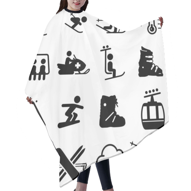 Personality  Skiing And Snowboarding Icons Hair Cutting Cape