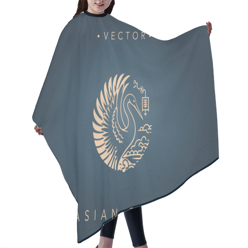 Personality  Asian Crane With Traditional Symbolism Artwork Hair Cutting Cape