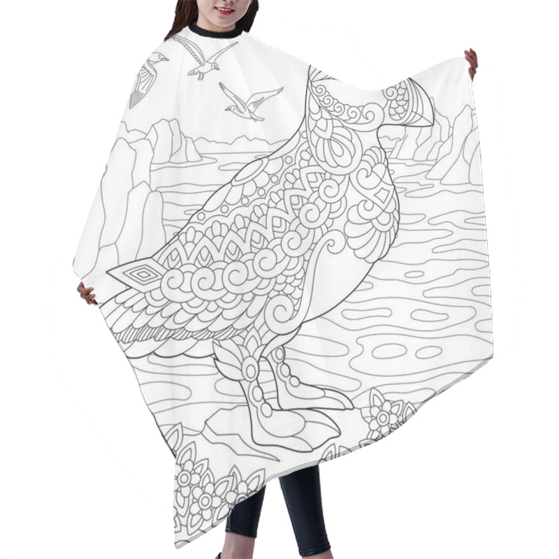 Personality  Zentangle Stylized Puffin Bird Hair Cutting Cape