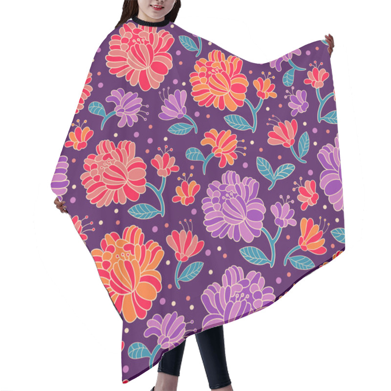 Personality  Floral Seamless Pattern. Hair Cutting Cape