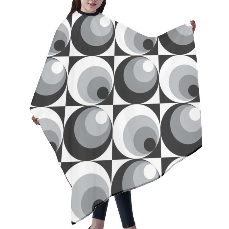 Personality  Circles In Circles Pattern In Grey Hair Cutting Cape