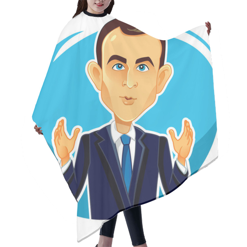 Personality  June 8, 2017 Emmanuel Macron Vector Caricature Hair Cutting Cape