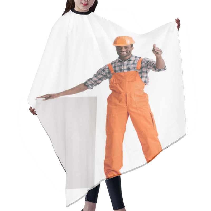 Personality  Builder With Blank White Banner Hair Cutting Cape