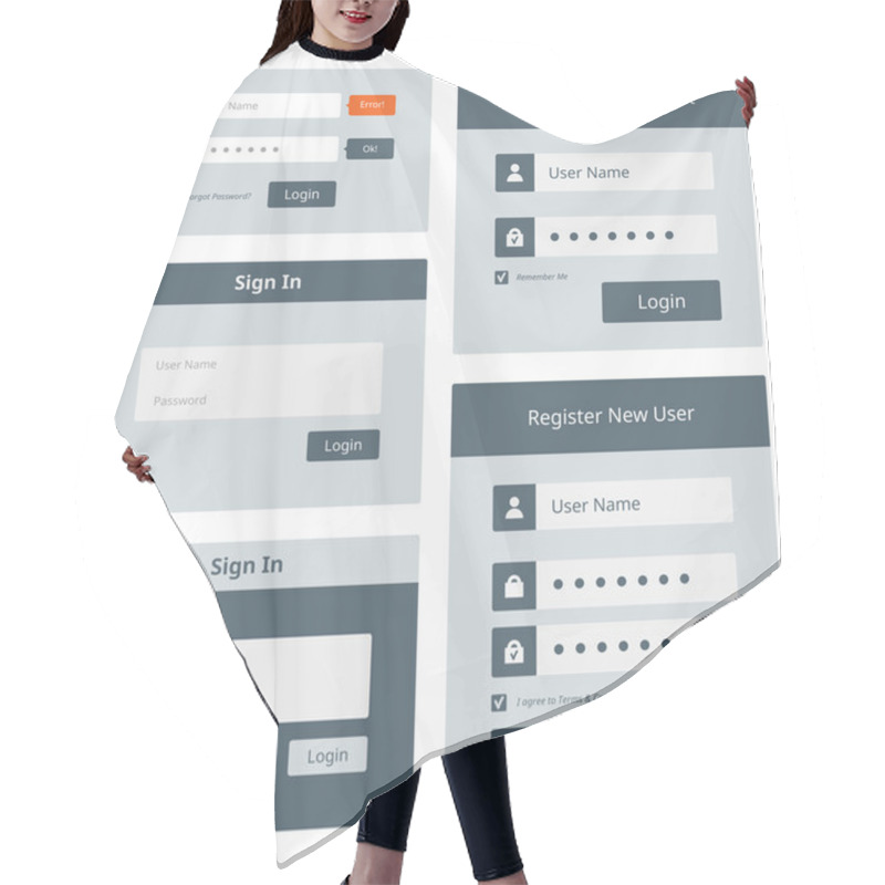 Personality  Web Login User Interface Set Hair Cutting Cape