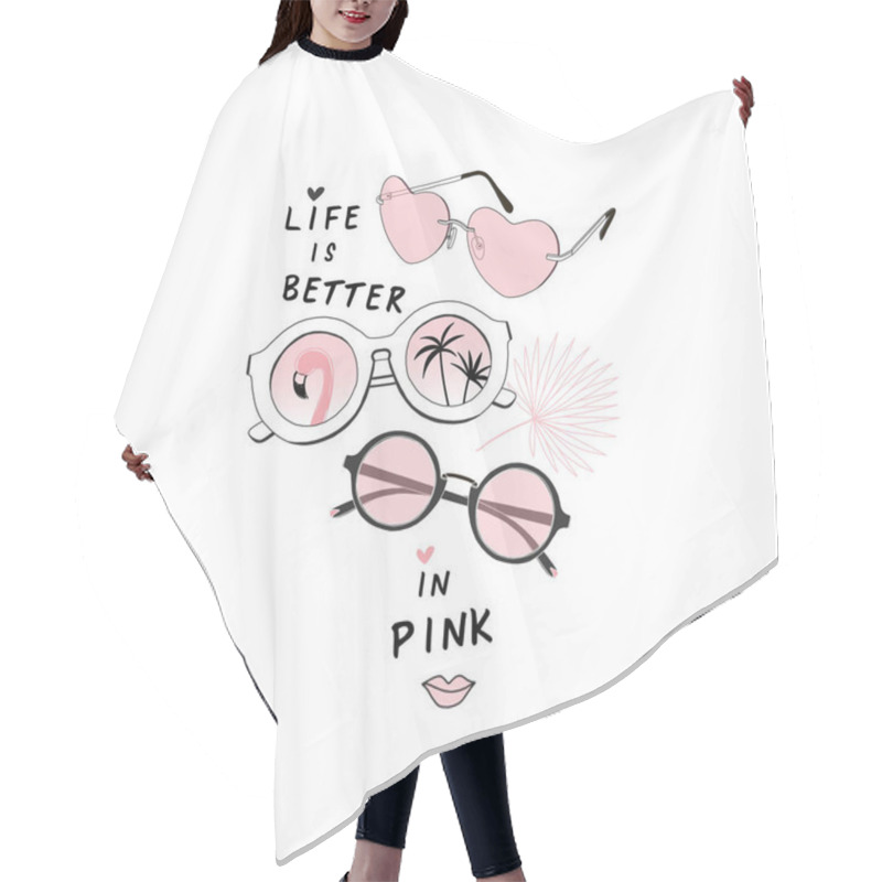 Personality  Pink Glasses, Modern Tee-shirt Graphic  Hair Cutting Cape