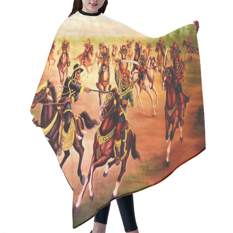 Personality  Battle Scene Painting Hair Cutting Cape