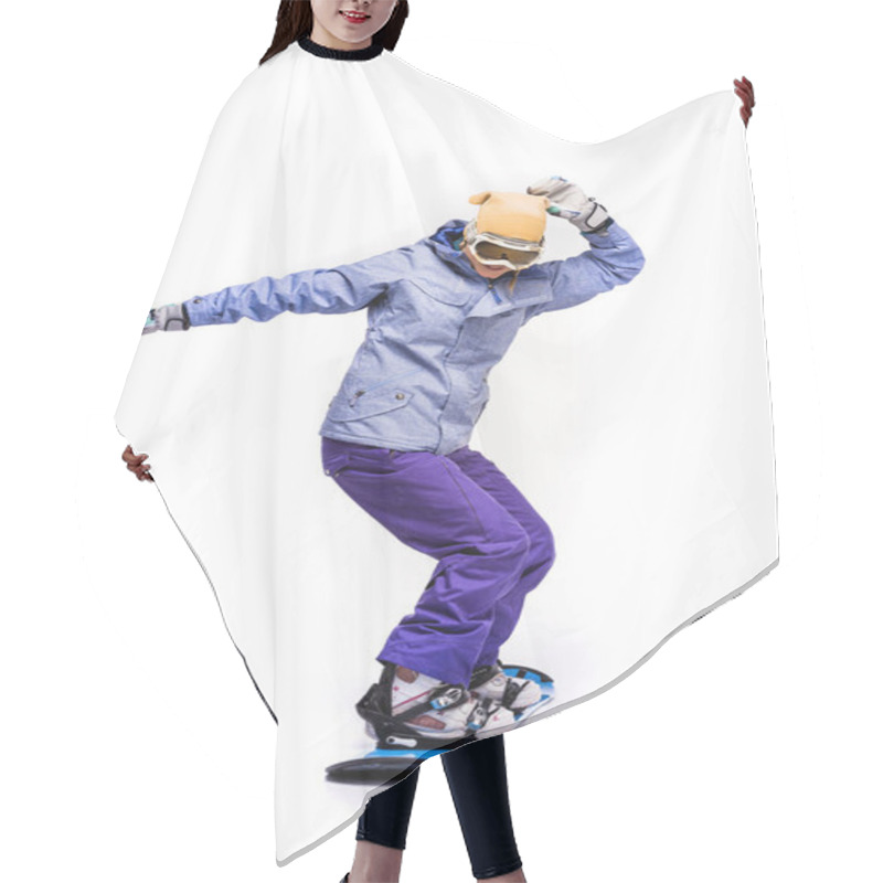 Personality  Woman Sliding On Snowboard Hair Cutting Cape