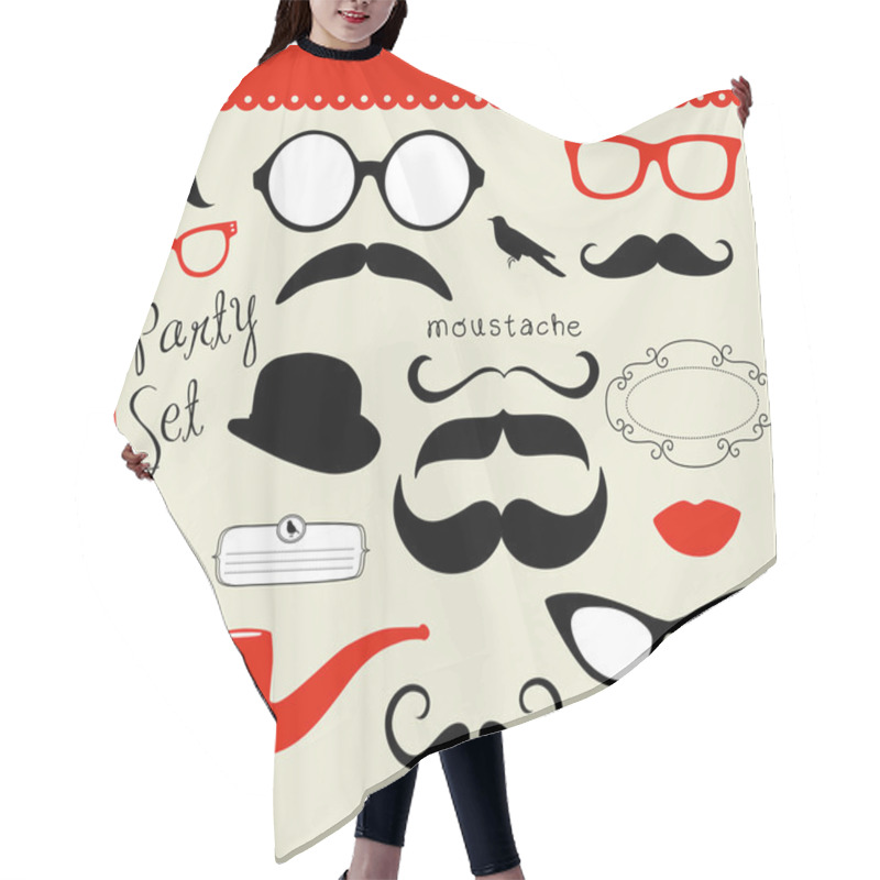 Personality  Retro Party Set - Sunglasses, Lips, Mustaches Hair Cutting Cape