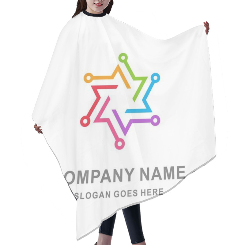 Personality  Circle Dots Digital Link Connection Business Company Vector Logo Design Hair Cutting Cape