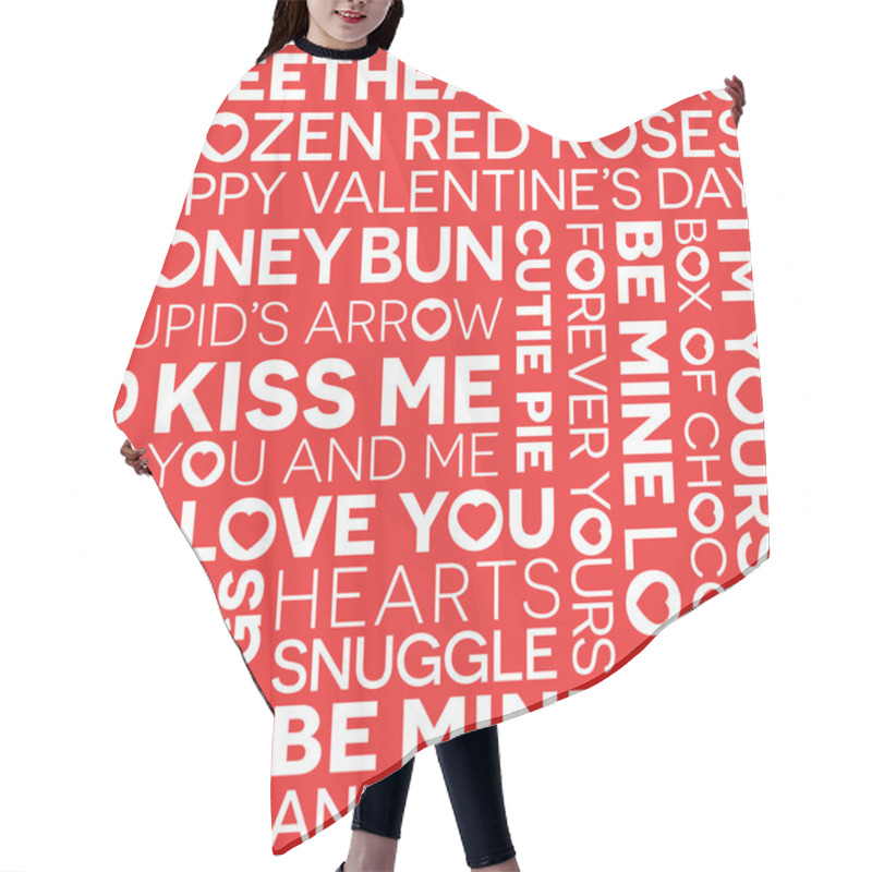 Personality  Seamless Valentines Day Word Pattern With Hearts Hair Cutting Cape