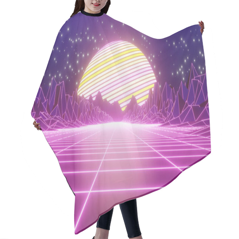 Personality  3D Illustration Background For Advertising And Wallpaper In 80s Retro And Sci Fi Pop Art Scene. 3D Rendering In Decorative Concept. Hair Cutting Cape