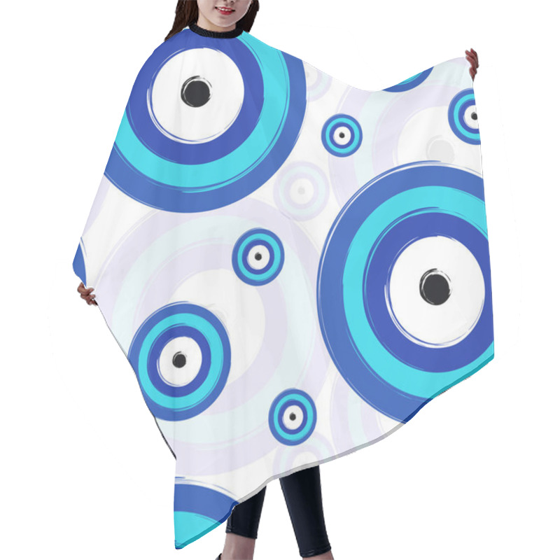 Personality  Seamless Tileable Texture With Blue Greek Evil Eye Hair Cutting Cape