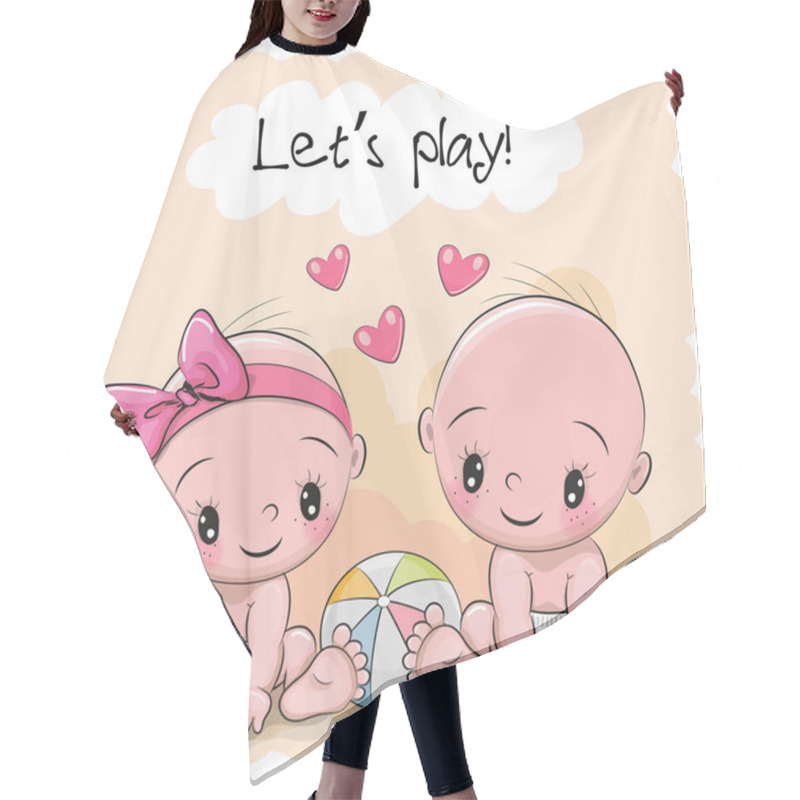 Personality  Two Cute Cartoon Babies Hair Cutting Cape