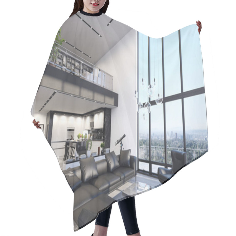 Personality  Luxury Modern Penthouse Interior With Panoramic Windows, 3d Render Hair Cutting Cape