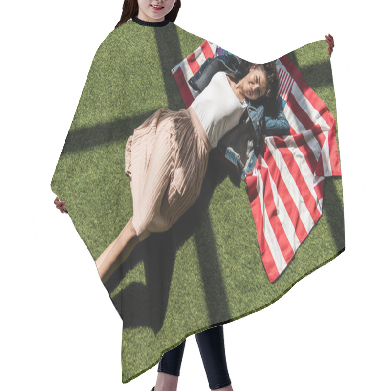 Personality  Woman Resting On Grass  Hair Cutting Cape