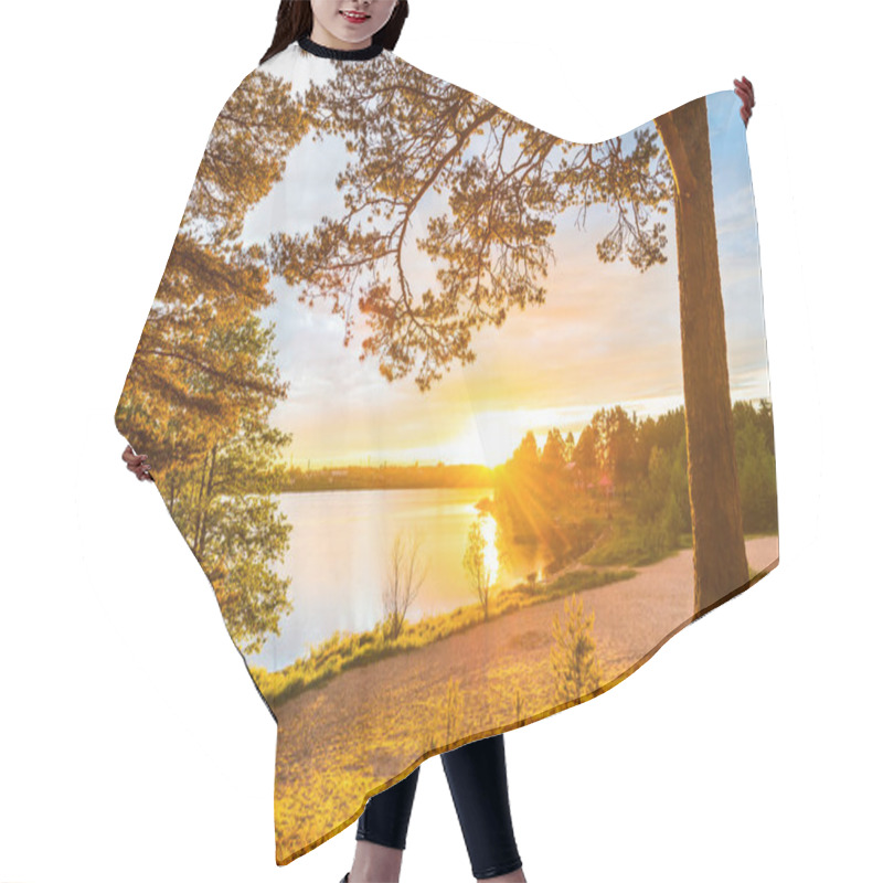 Personality  Sunset On A Sandy Beach In A Pine Forest Near The Village Hair Cutting Cape