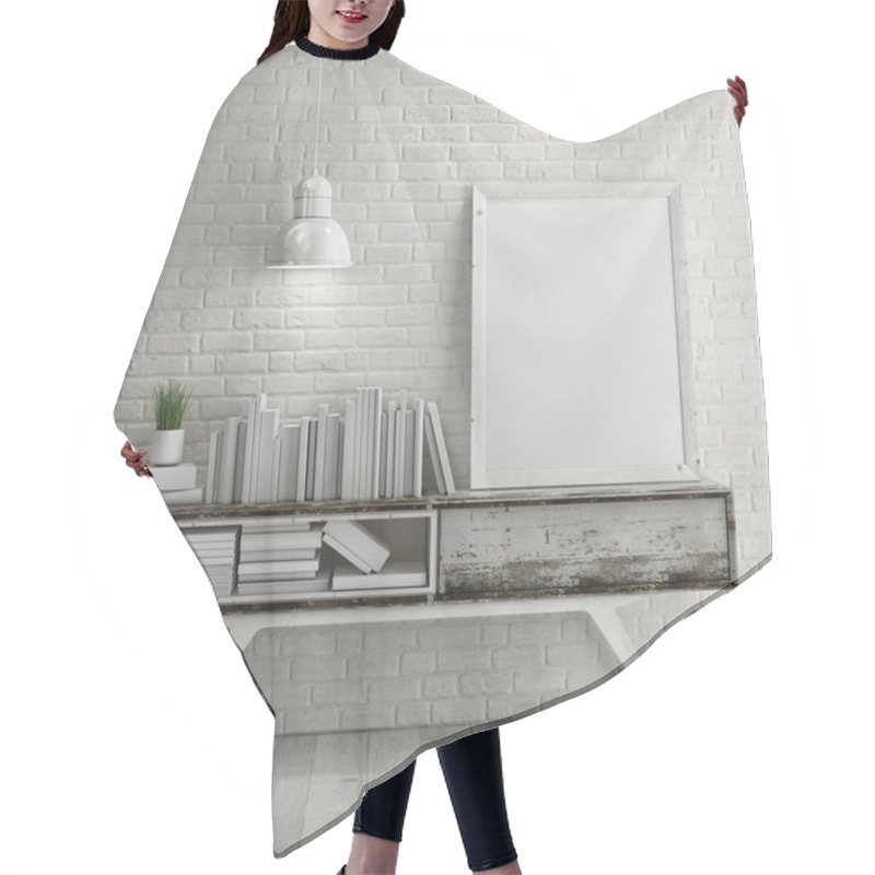 Personality  Mock Up Poster On Table In Room Hair Cutting Cape