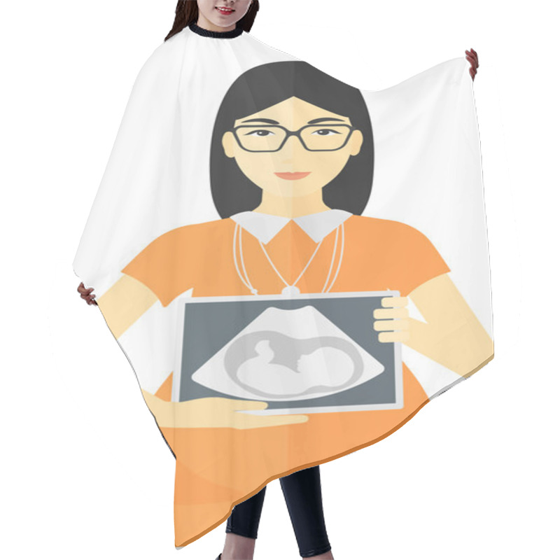 Personality  Pregnant Woman With Ultrasound Image. Hair Cutting Cape