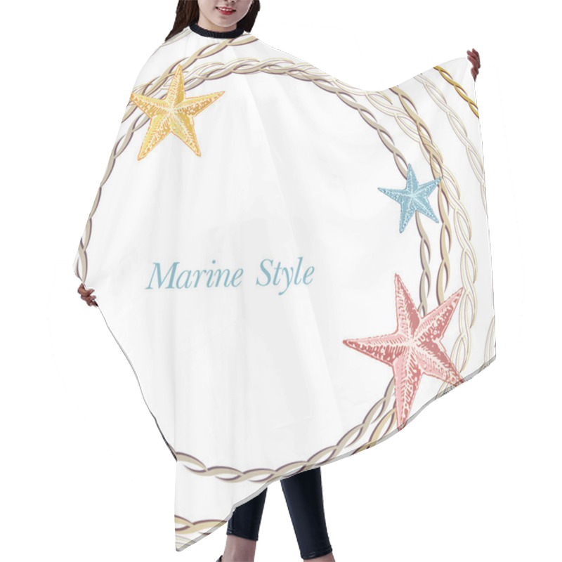 Personality  Decorative Sea Frame With Starfishes. Can Be Used As A Greeting Card Or Wedding Invitation Hair Cutting Cape