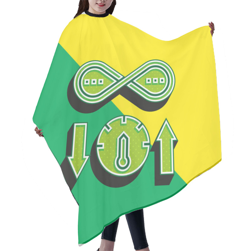 Personality  Bandwidth Green And Yellow Modern 3d Vector Icon Logo Hair Cutting Cape