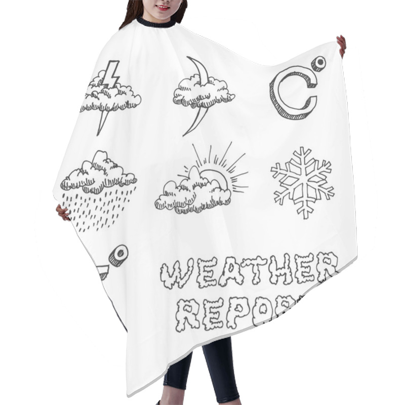 Personality  Weather Icons Set. Hand Drawn Sketch. Vector Eps8 Hair Cutting Cape