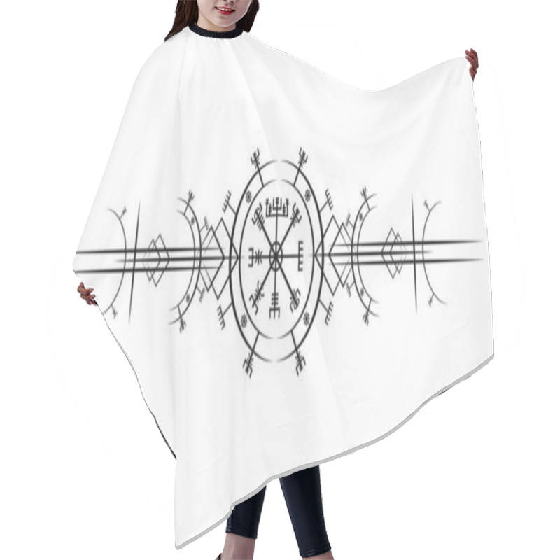 Personality  Magic Ancient Viking Art Deco, Vegvisir Magic Navigation Compass Ancient. The Vikings Used Many Symbols In Accordance To Norse Mythology,  Widely Used In Viking Society. Logo Icon Wiccan Esoteric Sign Hair Cutting Cape