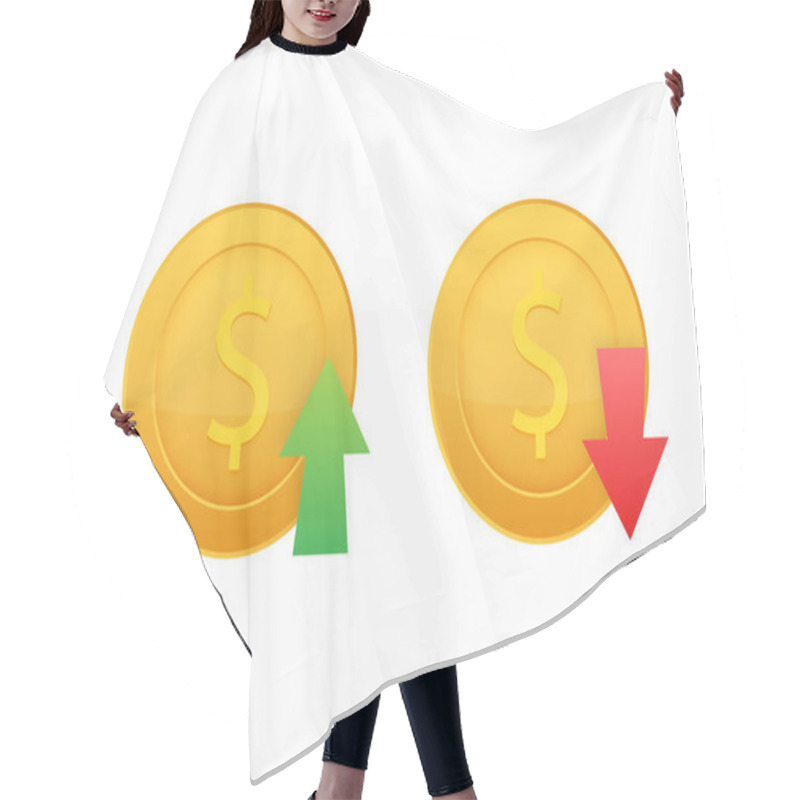 Personality  Up And Down Dollar Sign On White Background. Vector Stock Illustration Hair Cutting Cape