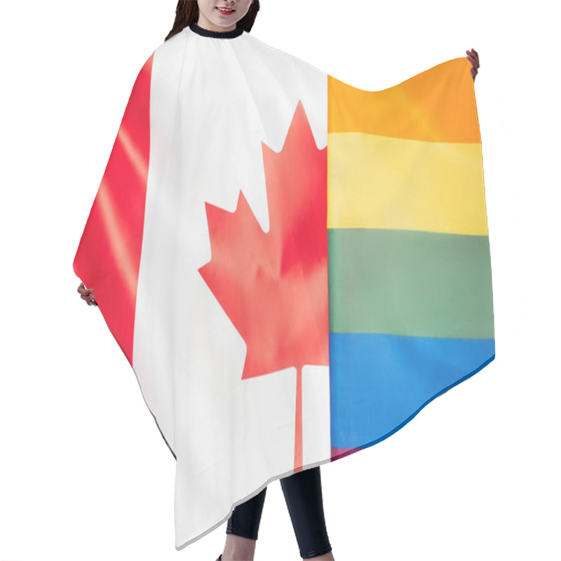 Personality  Close Up Of Canadian And Lgbt Flags, Equality Rights Concept Hair Cutting Cape