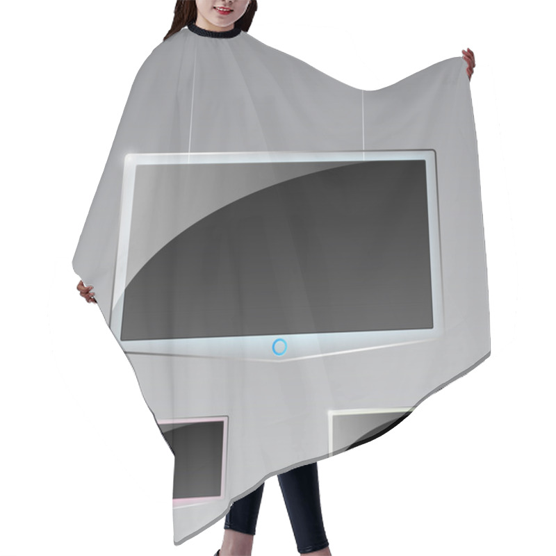 Personality  Modern TV Led, 3d Technology Vector Illustration. Hair Cutting Cape