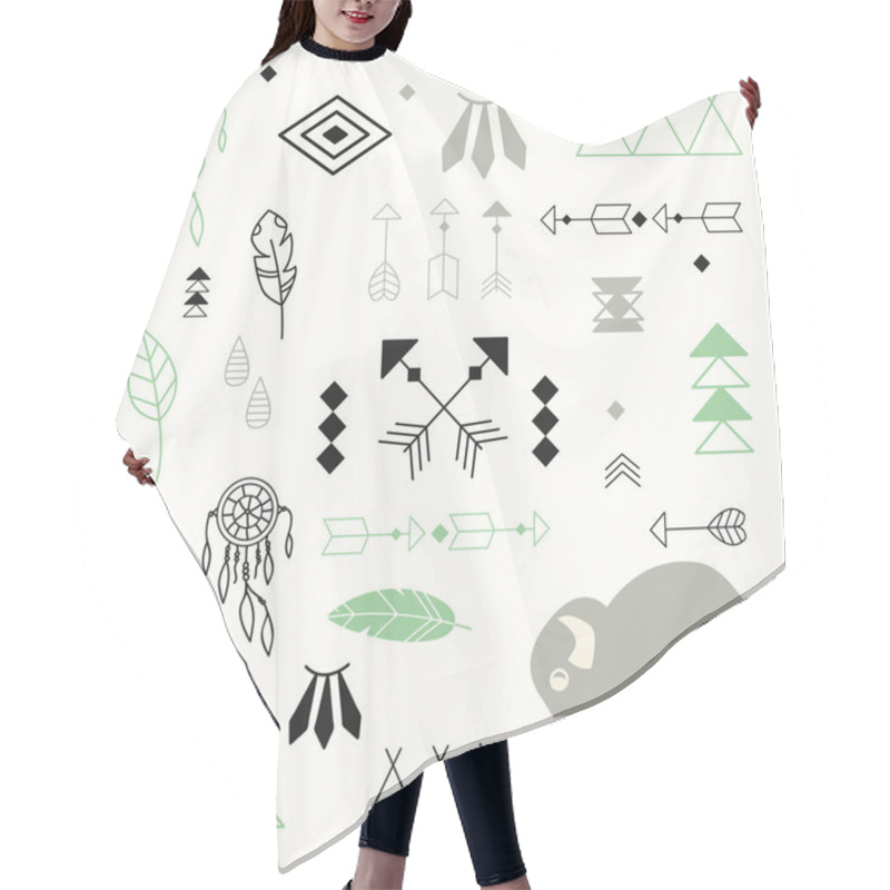 Personality  Collection Of Native American Symbols With Cute Baby Buffalo Hair Cutting Cape