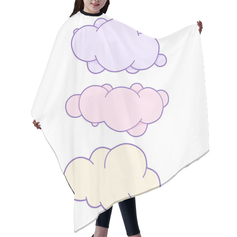 Personality  Cute Clouds Vector Illustration For Kids. Isolated Design Children, Stickers. It Can Be Used For Sticker, Patch, Phone Case, Poster, T-shirt, Mug And Other Design. Hair Cutting Cape