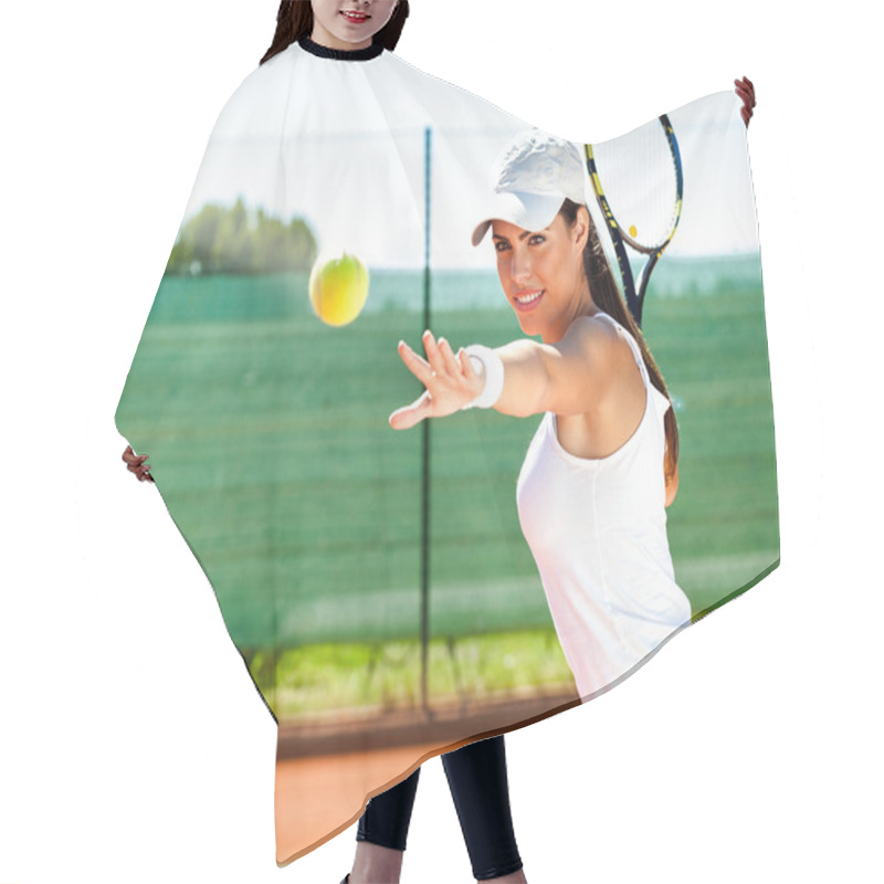 Personality  Female Playing Tennis Hair Cutting Cape