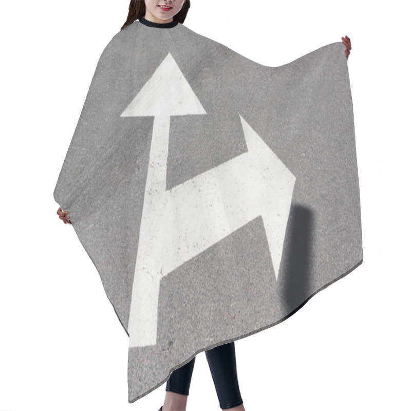 Personality  Traffic Arrows Painted White On Asphalt Road Hair Cutting Cape