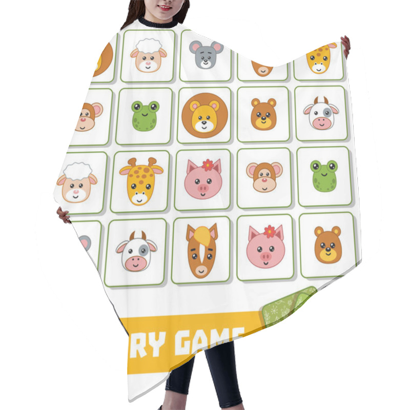 Personality  Memory Game For Children, Cards With Animals Hair Cutting Cape