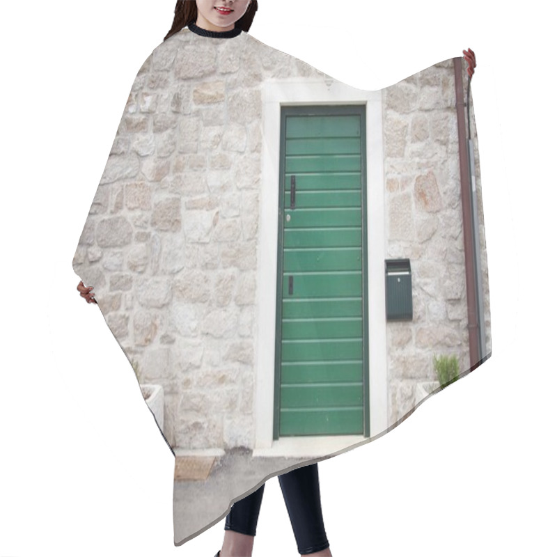 Personality  Green Door In Old Stone House Hair Cutting Cape