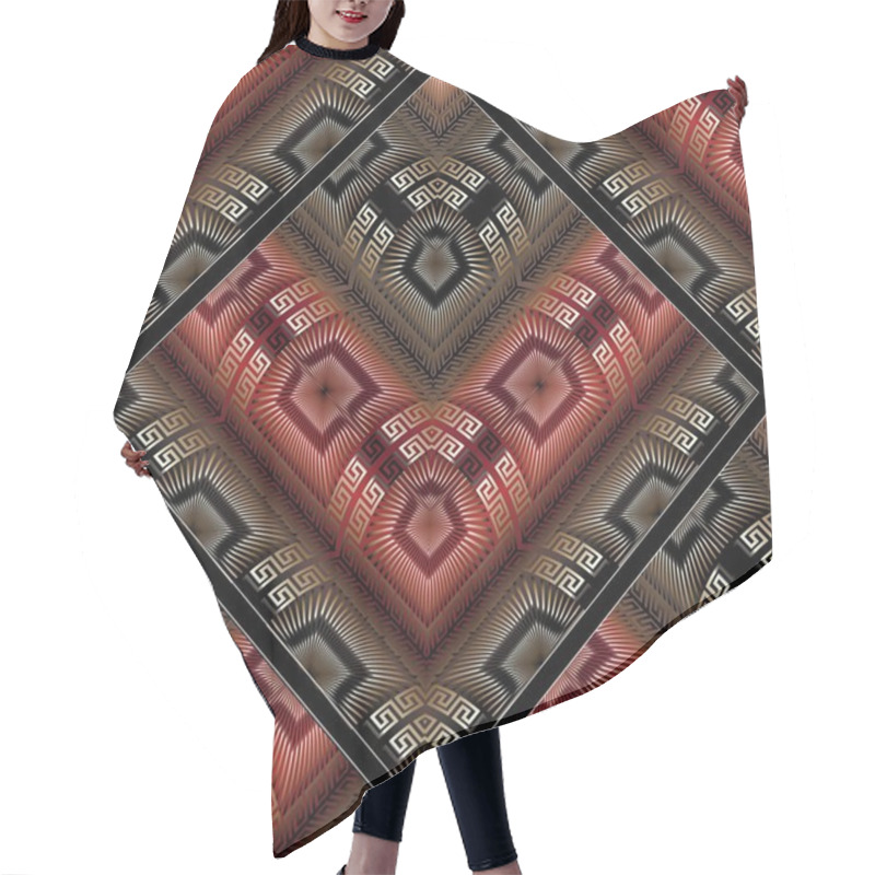 Personality  3d Abstract Meander Vector Seamless Pattern. Greek Key Pattern Hair Cutting Cape