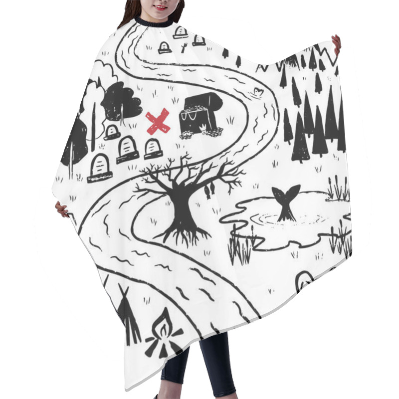 Personality  Illustration Of Creative Treasure Map Simple Design Hair Cutting Cape