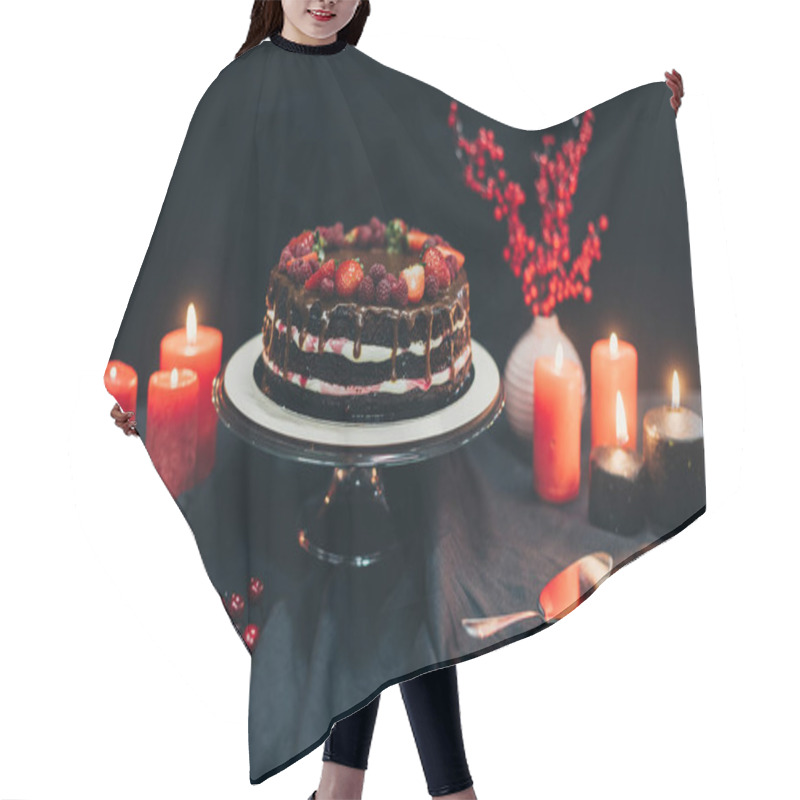 Personality  Cake And Red Candles Hair Cutting Cape