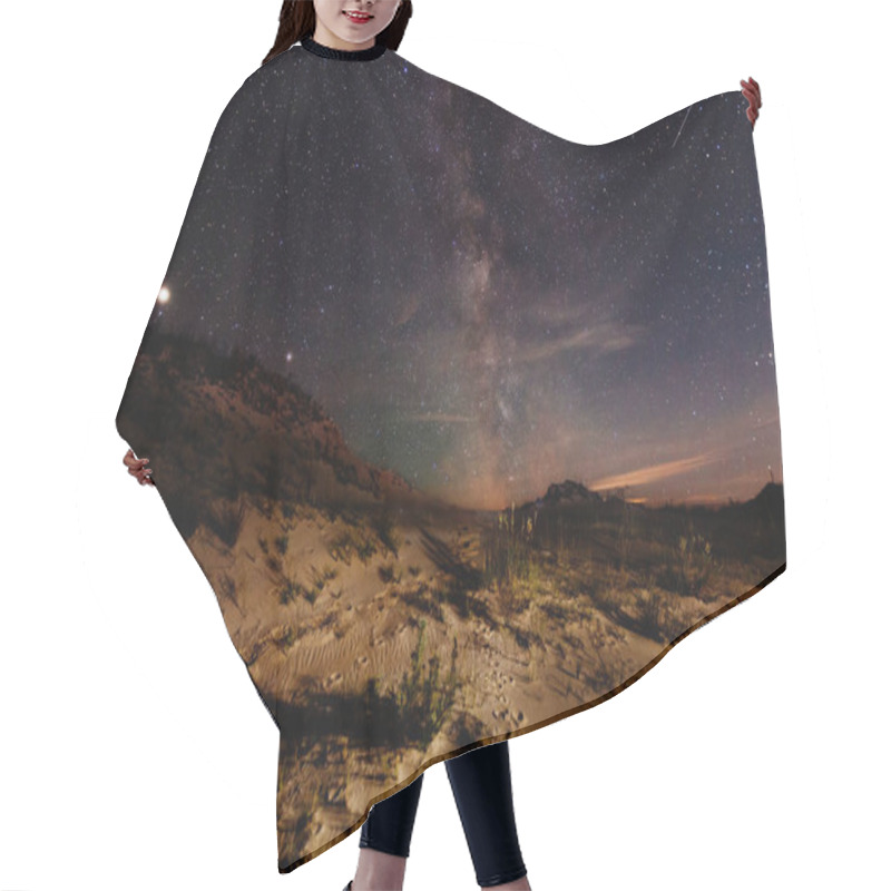 Personality  The Sandy Desert Landscape At Starry Night. Hair Cutting Cape