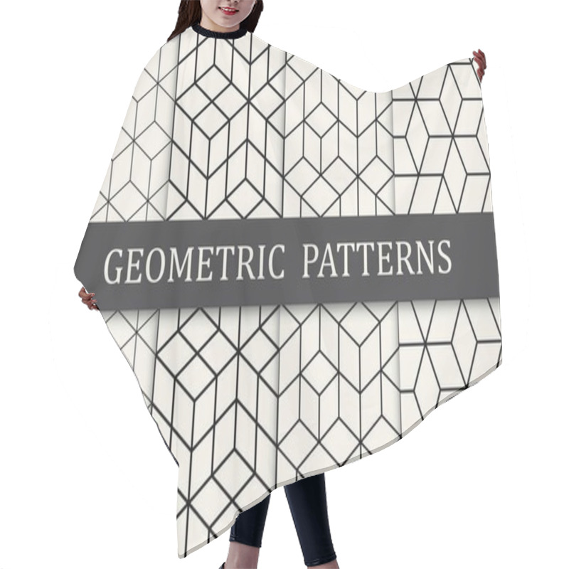 Personality  Black And White Geometric Seamless Pattern Set Hair Cutting Cape