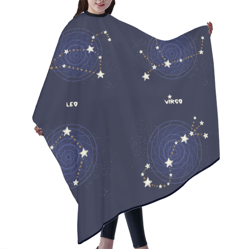 Personality  Set Of Zodiac Constellations Leo, Virgo, Libra, Scorpio. Hair Cutting Cape